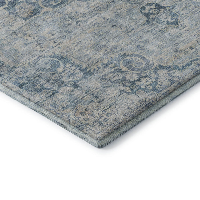 10' X 14' Floral Washable Area Rug With UV Protection (692292) - Blue / Ivory