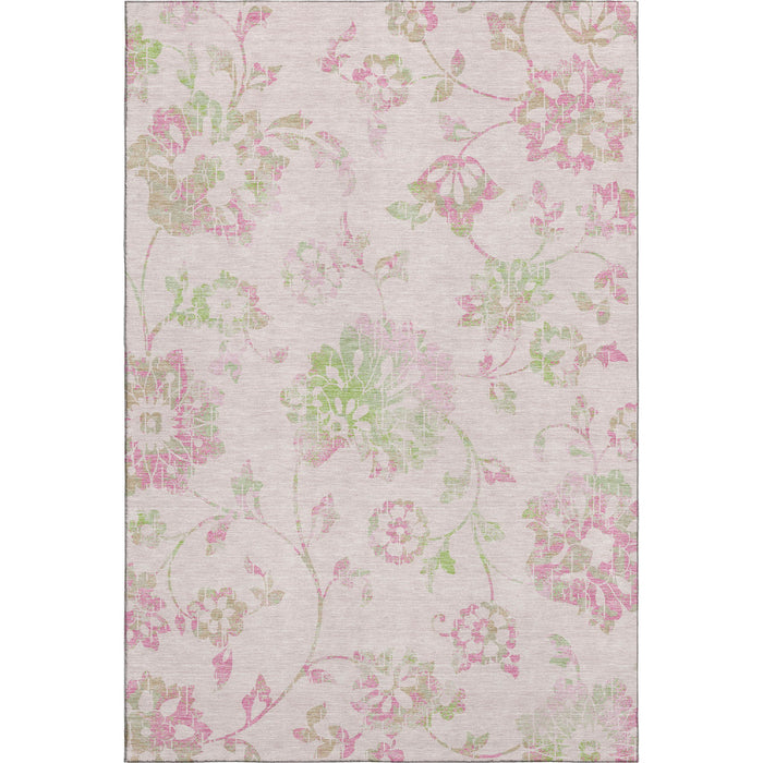 3' X 5' Floral Washable Area Rug With UV Protection (667934) - Pink / Green