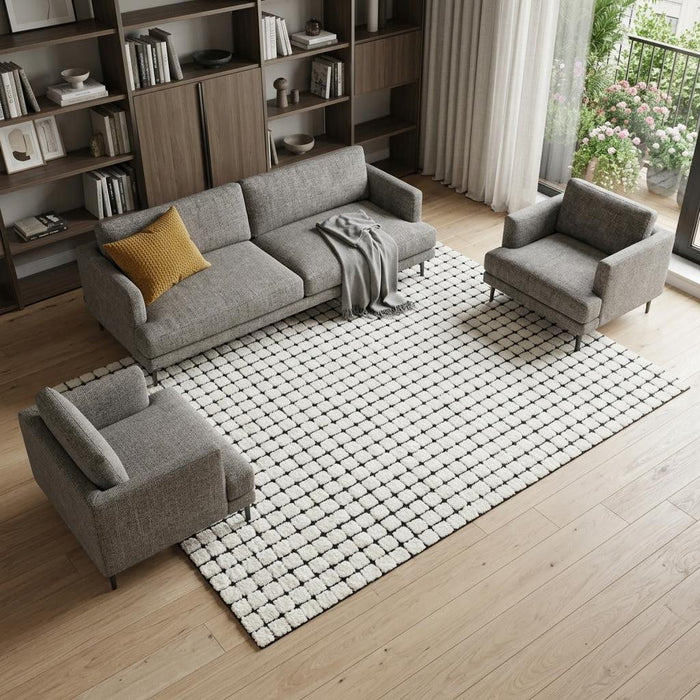 10' X 14' Checkered Area Rug (724067) - Beige / Black