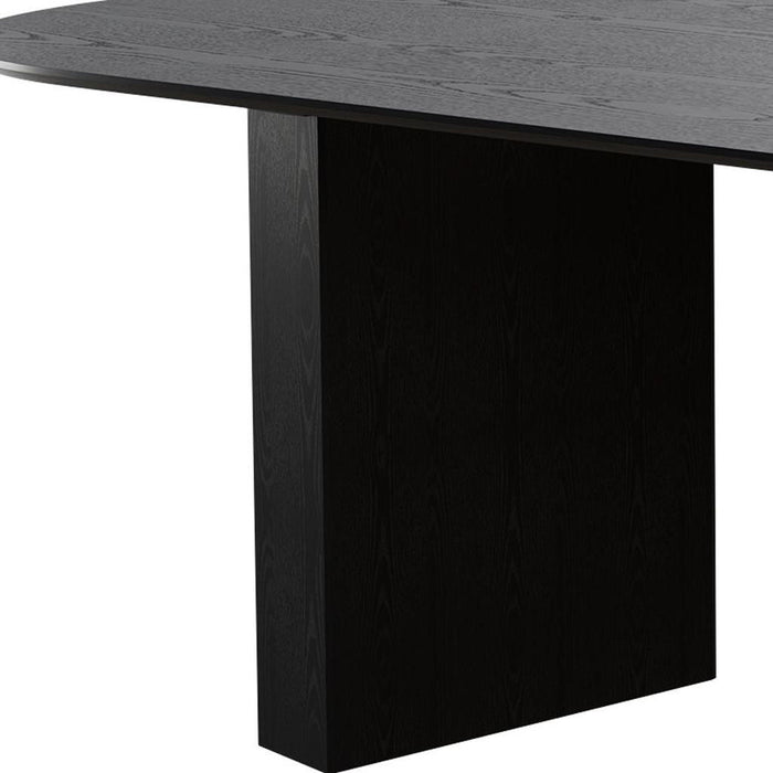 86" Wooden Double Pedestal Base Oval Dining Table - Black