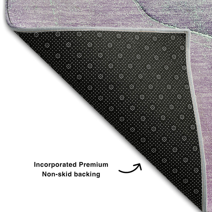 9' X 12' Abstract Washable Area Rug With UV Protection (646893) - Fern Green / Ivory