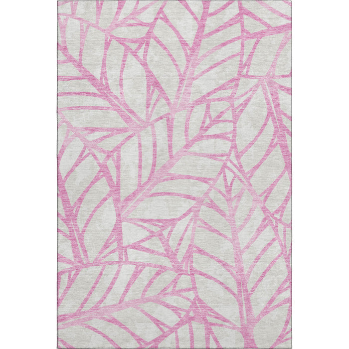 10' X 14' Floral Washable Area Rug With UV Protection - Pink And Beige