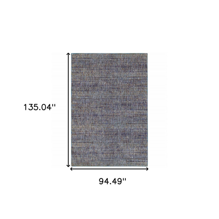 7.9' x 11.3' Power Loom Area Rug - Blue And Ivory