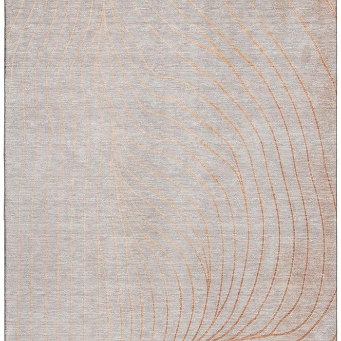 10' X 14' Abstract Washable Area Rug With UV Protection (718103) - Copper / Silver