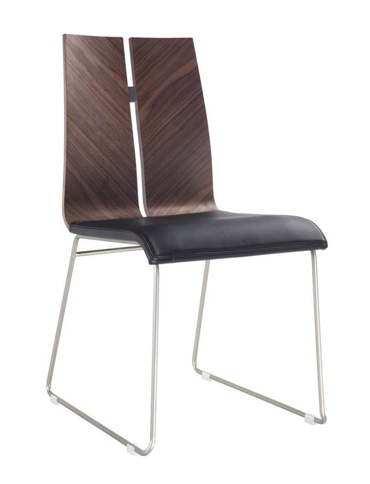 Faux Leather Dining Side Chairs (Set of 2) - Brown / Black
