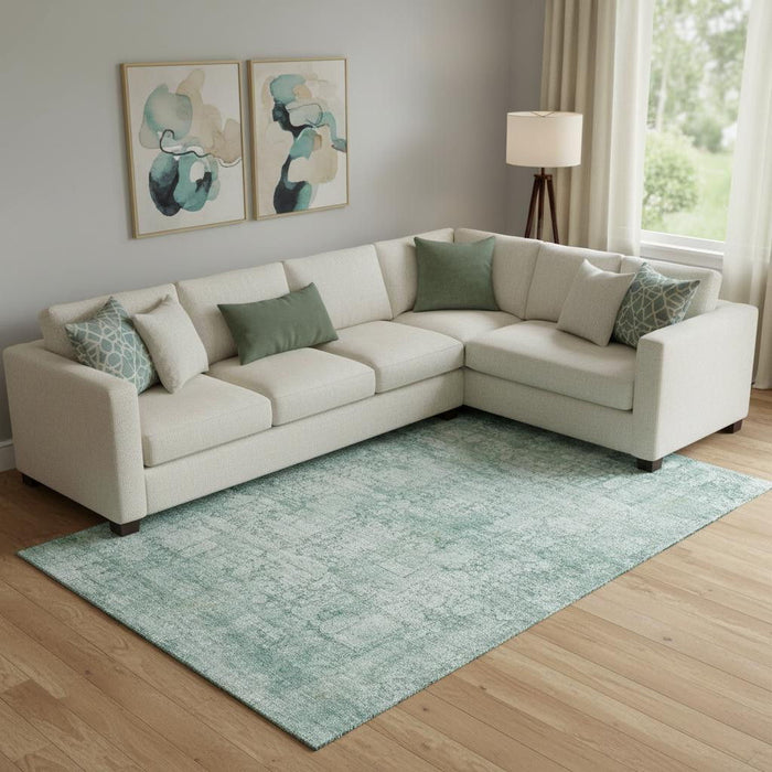 10' X 14' Oriental Washable Area Rug With UV Protection (700667) - Teal / Ivory