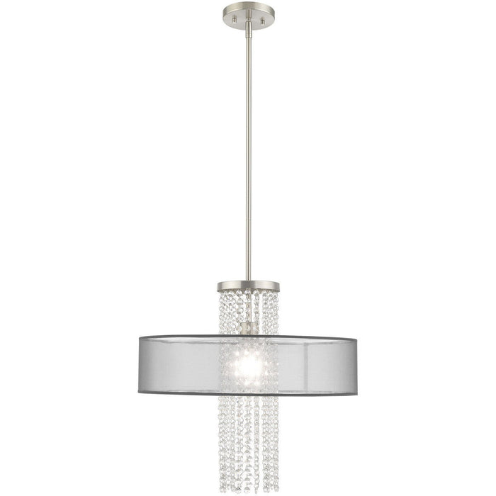 28" Dimmable Chandelier With Shades - Nickel