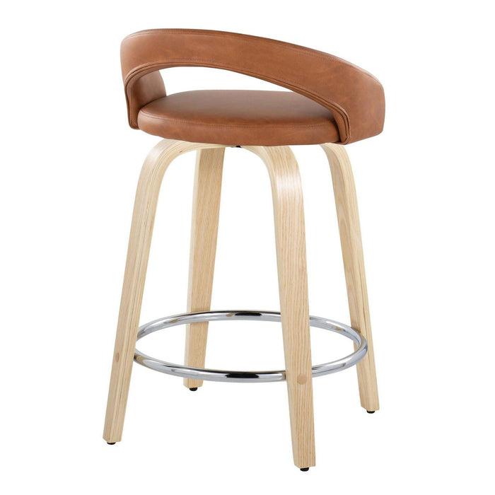 Grotto - 31" Upholstered Fixed-Height Counter Stool (Set of 2) - Natural Wood Base