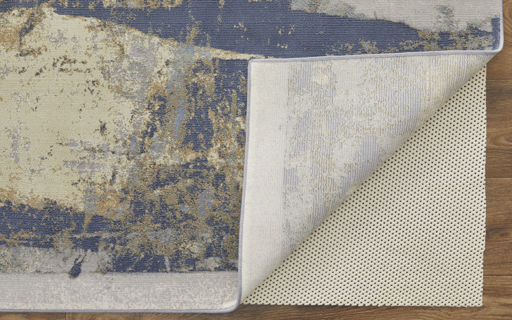 9' x 12' Abstract Power Loom Distressed Area Rug - Blue Gray And Tan