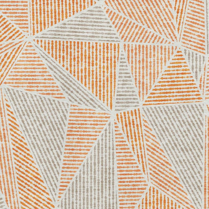 10' X 14' Geometric Washable Area Rug With UV Protection (651977) - Orange / Gray