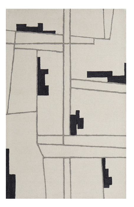 12' x 15' Wool Abstract Hand Tufted Area Rug - Ivory And Gray