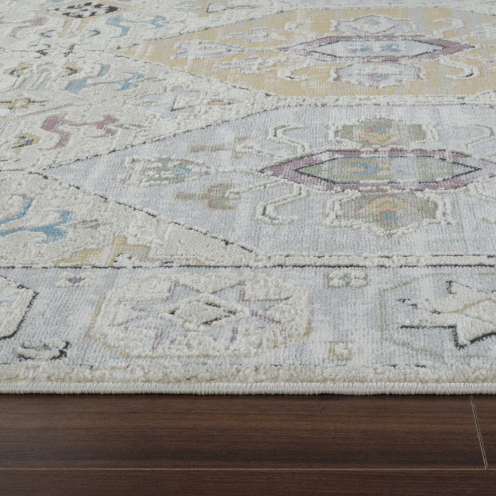 8' x 11' Abstract Distressed Polypropylene Area Rug - Beige And Gray