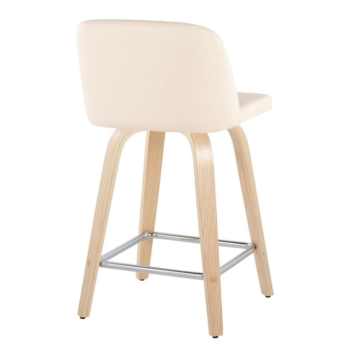 Toriano - 24" Fixed-Height Counter Stool (Set of 2) - Natural And Cream