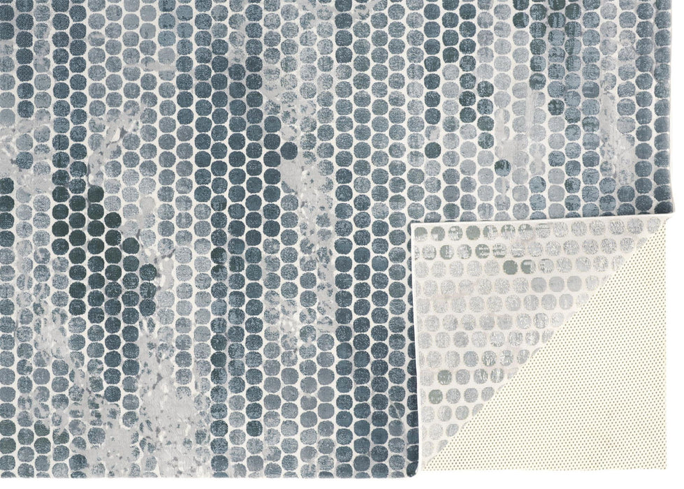 10' x 13' Polka Dots Distressed Stain Resistant Area Rug - Blue And Gray