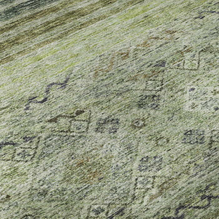 10' X 14' Abstract Geometric Washable Area Rug With UV Protection (688504) - Artichoke Green / Blue / Beige