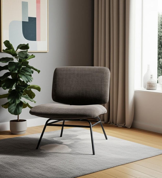 Chenille Metal Slipper Chair - Charcoal / Black