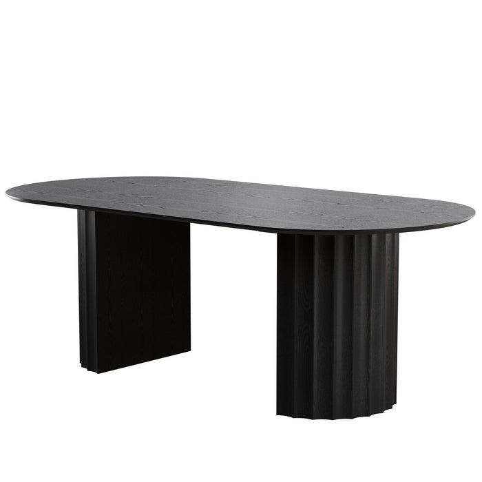 86" Double Pedestal Base Oval Dining Table - Black