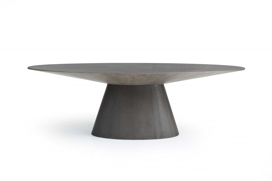 95" Rounded Solid Wood Pedestal Base Dining Table - Gray
