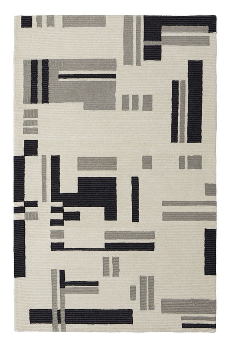 5' x 8' Wool Abstract Hand Tufted Area Rug - Ivory
