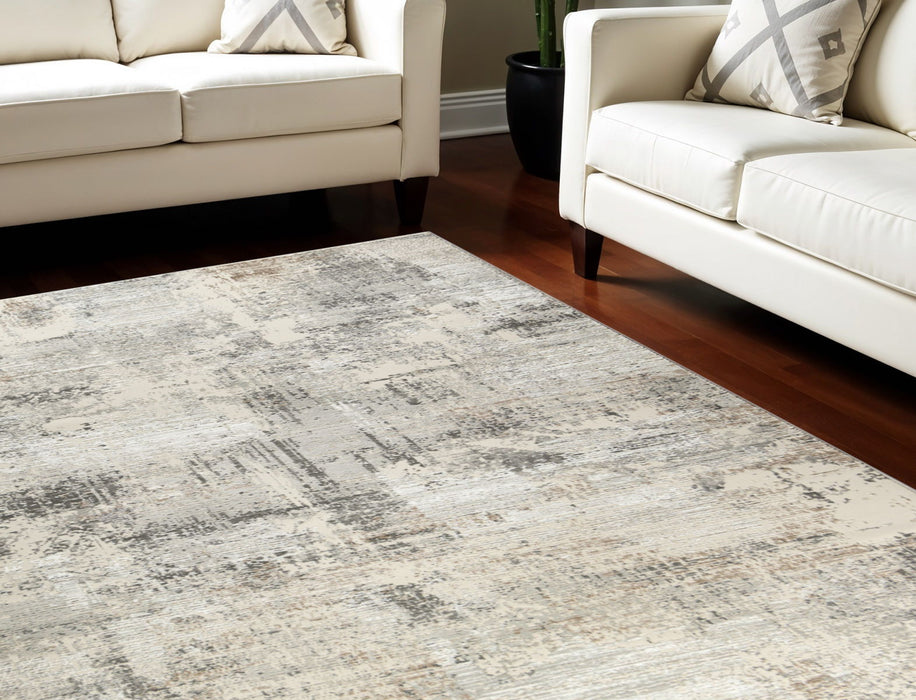 8' X 10' Abstract Non Skid Area Rug - Beige / Gray