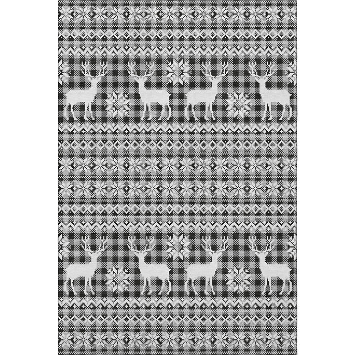 10' X 14' Abstract Geometric Washable Area Rug With UV Protection (701984) - Gray / Black / Ivory