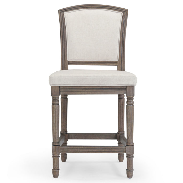 Fabric Solid Wood Bar Height Bar Chair - Gray
