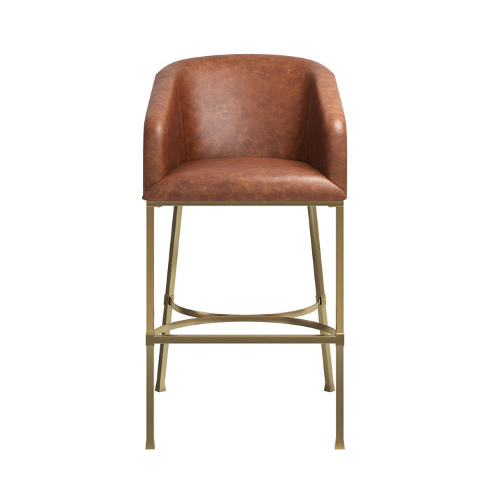 Fabric Low Back Bar Height Bar Chair - Brown / Gold