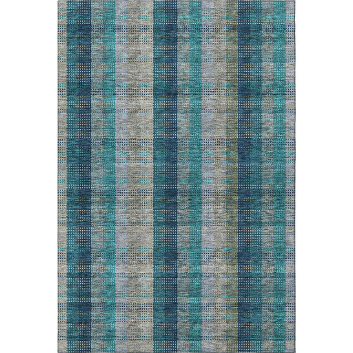 10' X 14' Plaid Washable Area Rug With UV Protection (676512) - Teal / Olive Green / Taupe