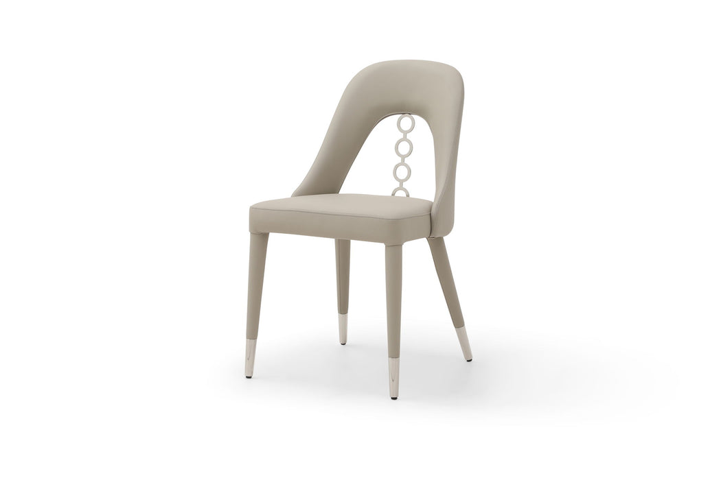 Faux Leather Stainless Steel Dining Side Chairs (Set of 2) - Gray / Silver