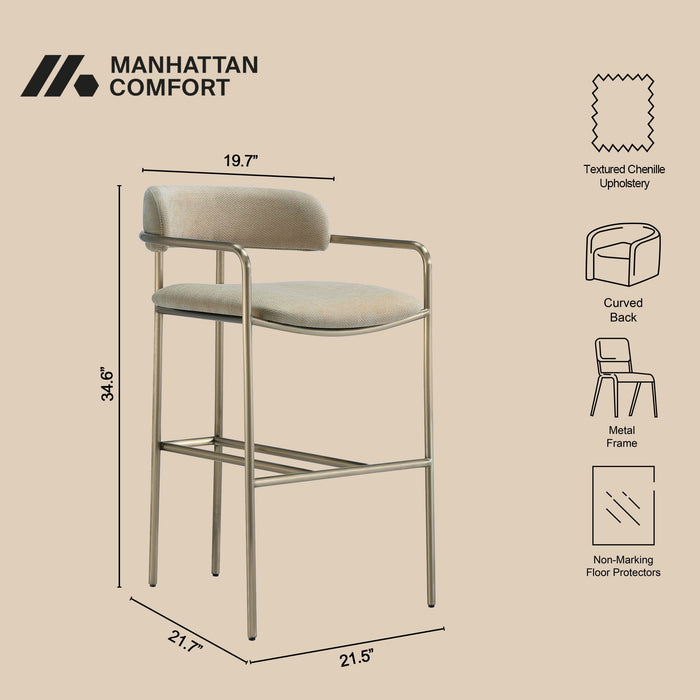 Manhattan Serene - Metal Upholstered Barstool