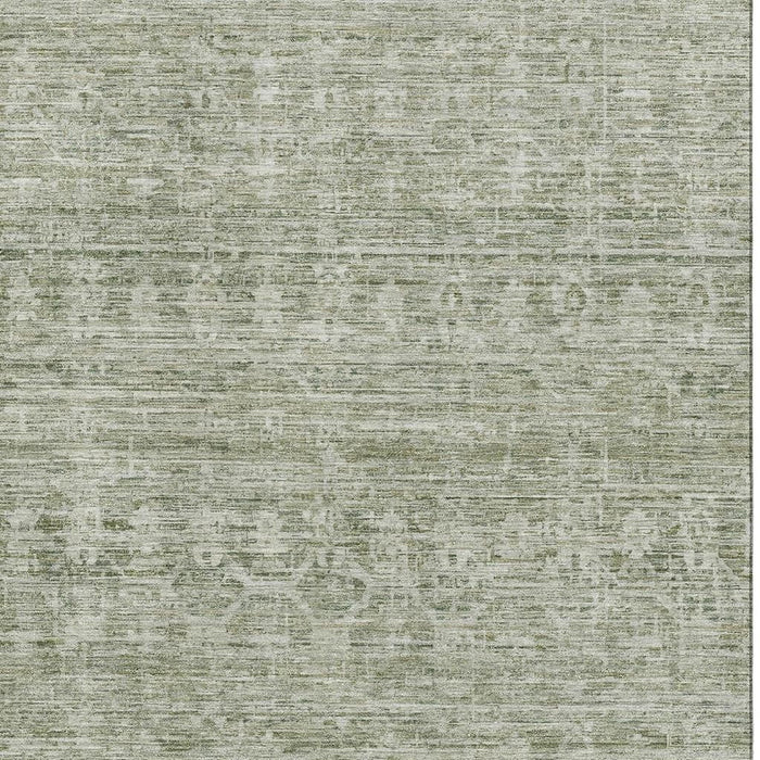 10' X 14' Striped Washable Area Rug With UV Protection (699975) - Sage / Beige