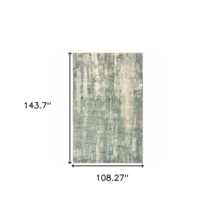9' x 12' Abstract Splash Indoor Area Rug - Blue And Gray