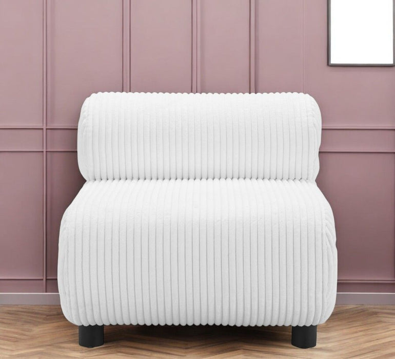 31" Corduroy And Upholstered Side Chair - White / Black
