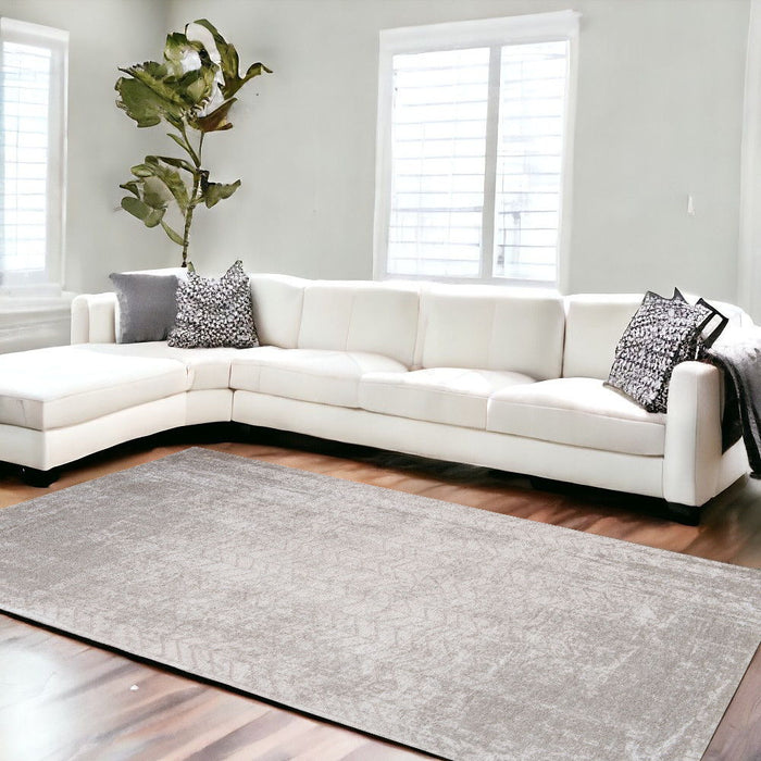 7' x 9' Chevron Non Skid Area Rug - Gray And White