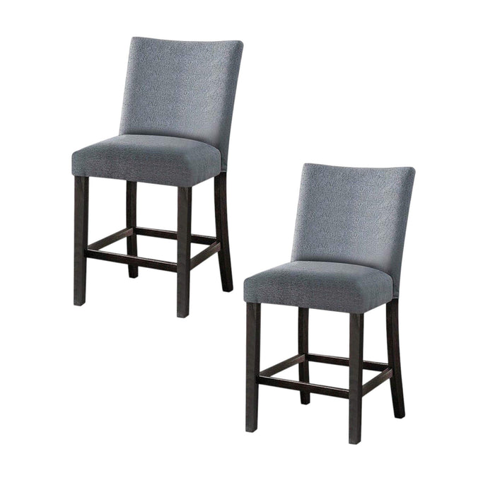 Fabric And Solid Wood Counter Height Bar Chairs (Set of 2) - Gray / Espresso