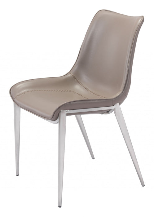 Stitch Upholstered Faux Leather Dining Side Chairs (Set of 2) - Gray
