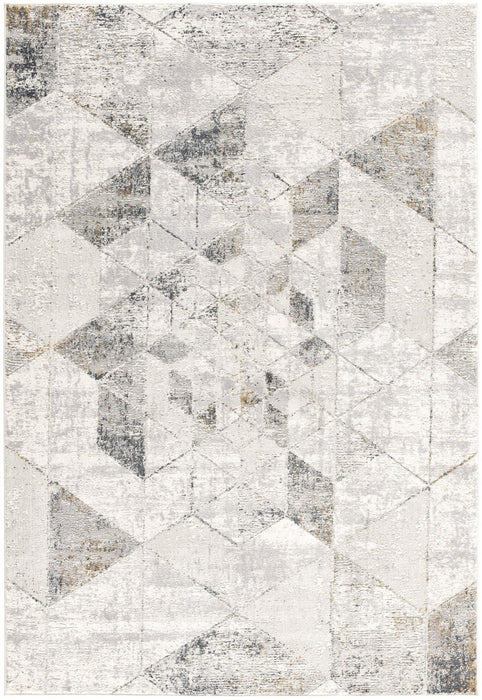 7.8' x 10.8' Abstract Power Loom Area Rug - Gray And Ivory