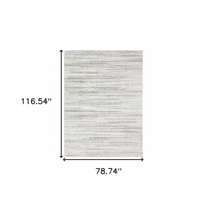 6.6' x 9.7' Abstract Power Loom Area Rug - Gray And White