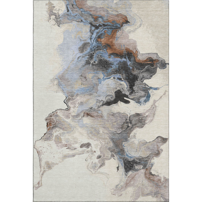 10' X 14' Abstract Washable Area Rug With UV Protection (697260) - Beige / Blue / Copper