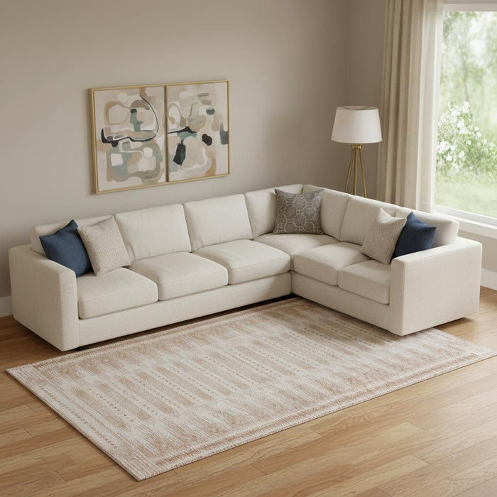 10' X 14' Geometric Washable Area Rug With UV Protection (708043) - Salmon / Beige