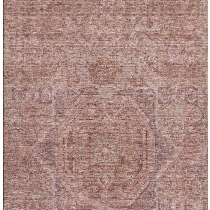 10' X 14' Oriental Washable Area Rug With UV Protection (699885) - Salmon / Beige