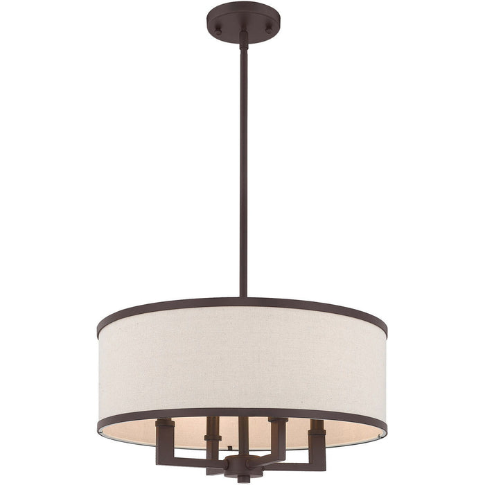 18" Four Light Metal Dimmable Chandelier With Shades - Bronze
