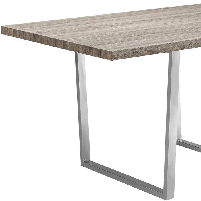 59" Solid Wood And Metal Sled Base Dining Table - Taupe