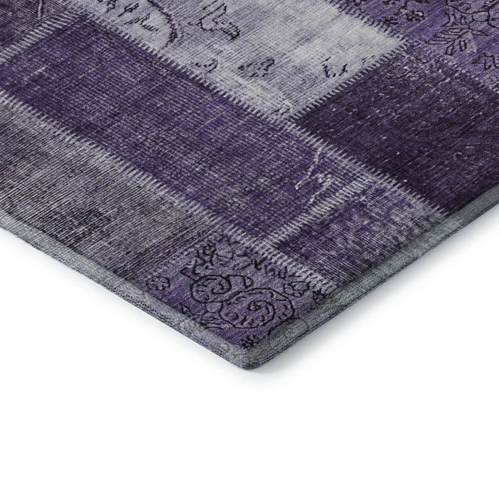 10' X 14' Patchwork Washable Area Rug With UV Protection (652953) - Purple / Ivory
