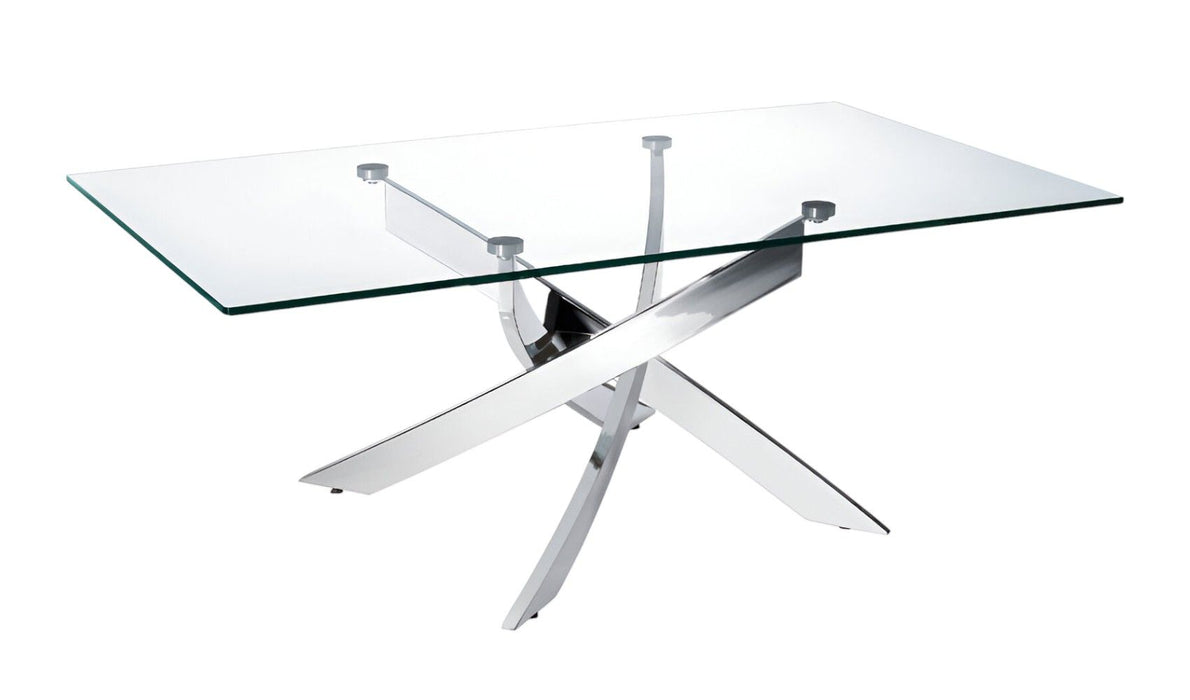 47" Glass And Steel Coffee Table - Clear And Silver