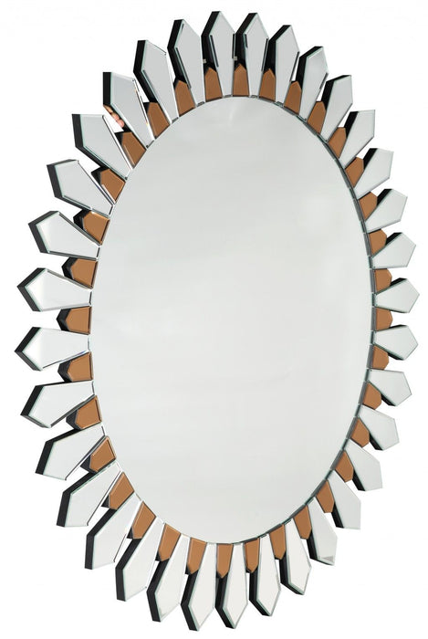 43" Round Glass Framed Accent Mirror - Gold