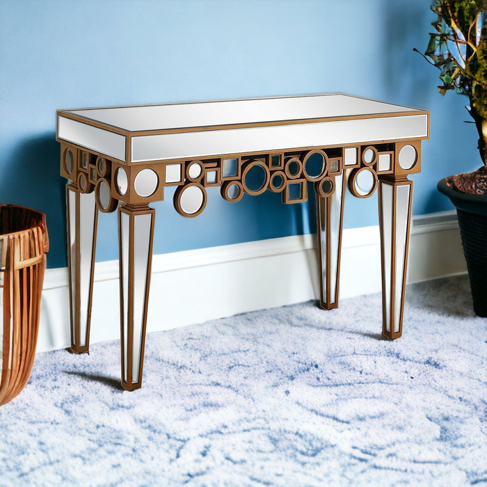 Mirrored Glass Console Table - Silver And Gold And Silver