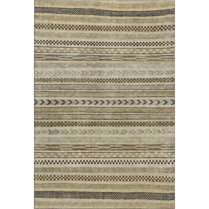 10' X 14' Striped Washable Area Rug With UV Protection (695174) - Chocolate / Gray / Ivory