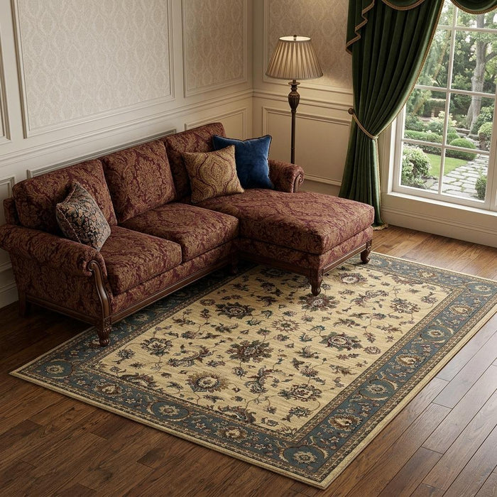 10' X 13' Oriental Area Rug (574397) - Ivory / Blue