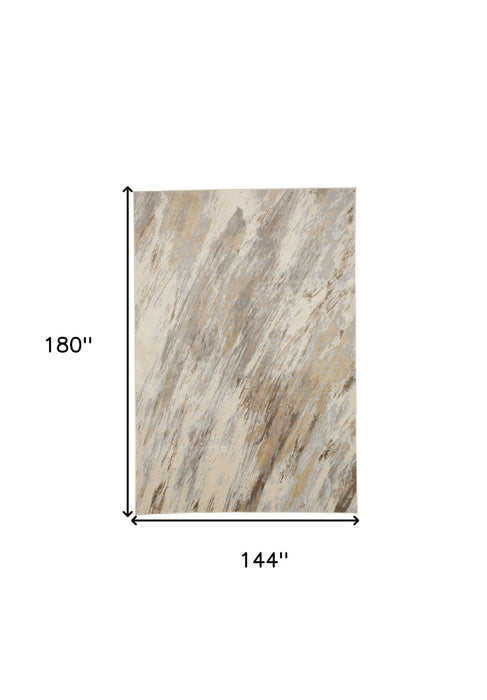 12' x 15' Abstract Area Rug - Ivory Tan And Brown